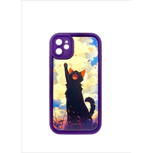 Apple Iphone 11 purple cat çexol