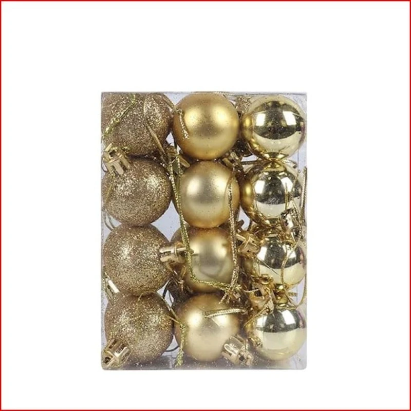 Şam ağacı oyuncaqları dəsti X-mart1464, qızılı, 24 əd