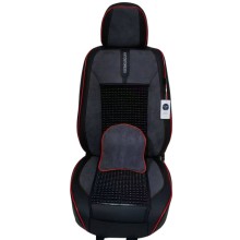 Oturacaq üçün çexol Avtostore muncuqlu, qara/qırmızı kant - avto848