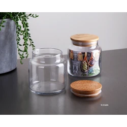 Saxlama bankası 500, 500 ml, şüşə/bambuk, şəffaf‍