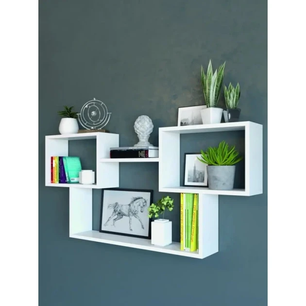 Настенная полка Art Mebel 189, ламинат, 53х115х15 см, белая