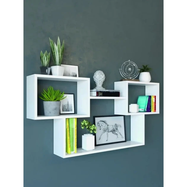 Настенная полка Art Mebel 189, ламинат, 53х115х15 см, белая