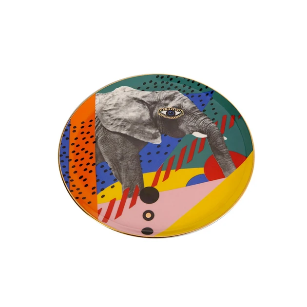 Boşqab Porland Wild Life Elephant farfor, rəngbərəng, 28 sm