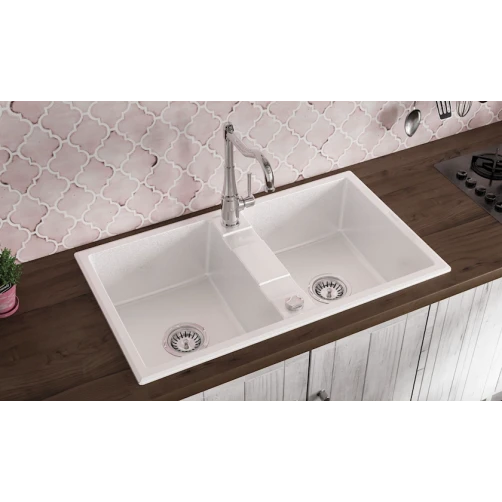 Кухонная мойка Deante Eridan A203, гранит, белая, 86x50x22 см Кухонная мойка Deante Eridan A203, гранит, белая, 86x50x22 см