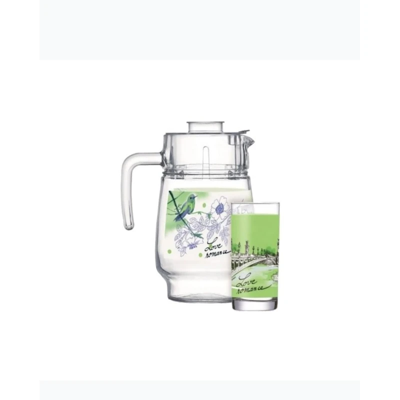 Набор Luminarc Love Romance графин + 6 стаканов, зеленый Набор Luminarc Love Romance графин + 6 стаканов, зеленый