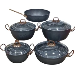 Набор посуды, гранит, черный, 9 предметов, 20/24/28/32 см Набор посуды, гранит, черный, 9 предметов, 20/24/28/32 см