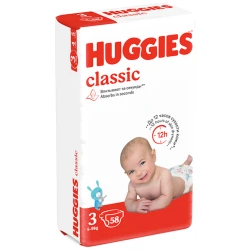 Подгузники Huggies Classic 3 Jumbo, 4-9 кг, 58 шт.