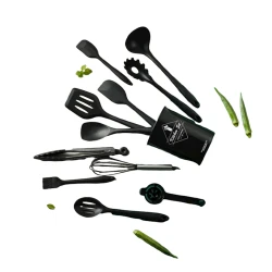 Mətbəx ləvazimatları dəsti DCJ1012-1, 11 əd, altlıq ilə, silikon/paslanmayan polad, qara