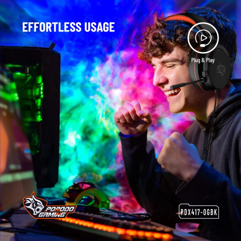 Игровые наушники Porodo Gaming PC RGB ENC Black Игровые наушники Porodo Gaming PC RGB ENC Black