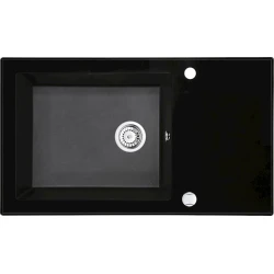 Кухонная мойка Deante Capella ZSC_GX2C, стекло/гранит, черная, 86x50x22 см