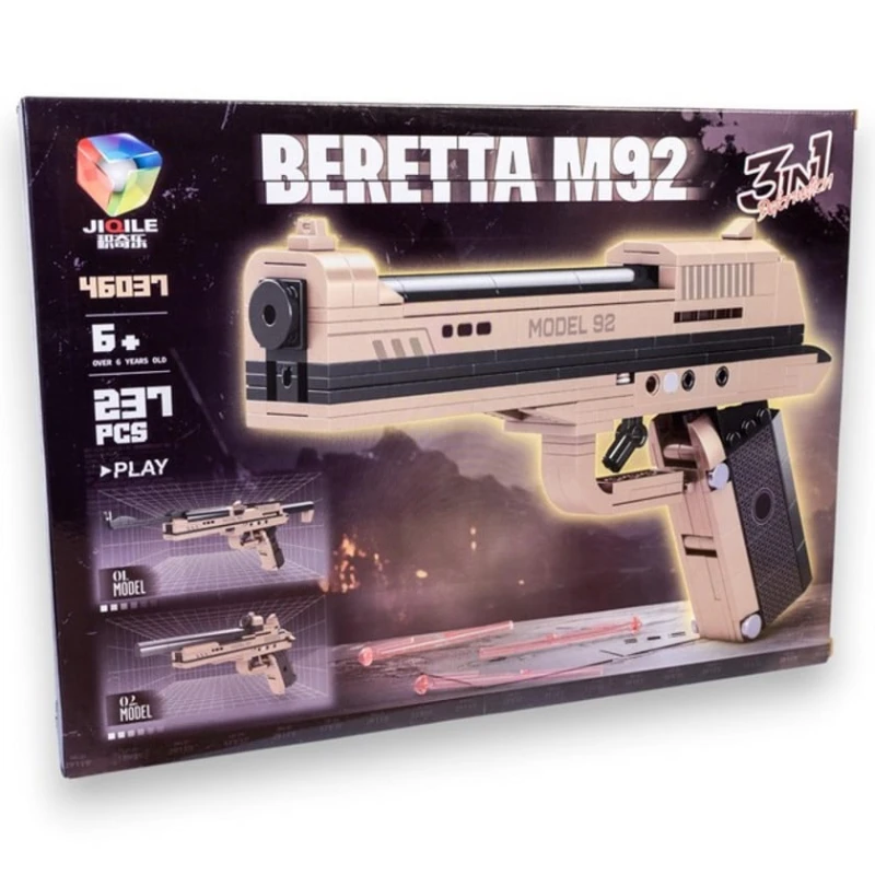 Игрушечный пистолет-конструктор Jiqile Beretta M92 3в1, 237 деталей