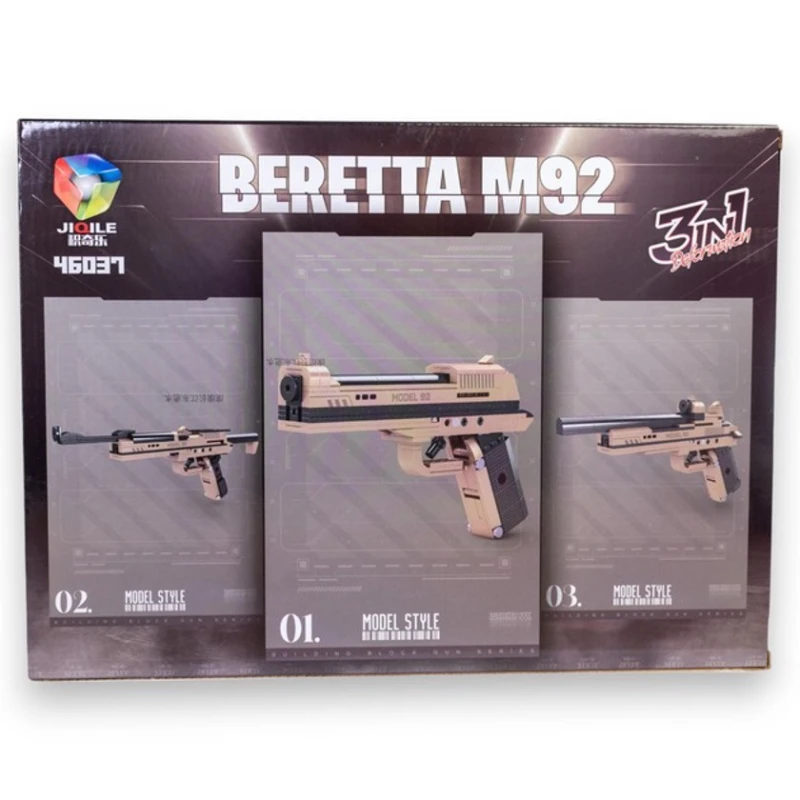Игрушечный пистолет-конструктор Jiqile Beretta M92 3в1, 237 деталей