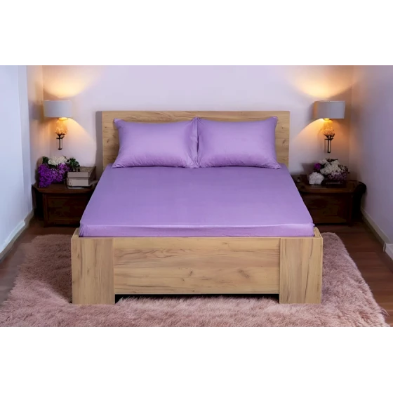 Комплект постельного белья Luxe Cotton, простыня 180x200 см, наволочка 50x70 см, двуспальный, хлопок, фиолетовый