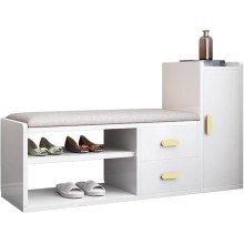 Ayaqqabı üçün tumba Art Mebel 36, laminat, ağ, 60х110х35 sm