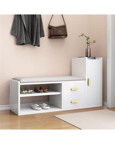 Ayaqqabı üçün tumba Art Mebel 36, laminat, ağ, 60х110х35 sm