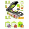 Многофункциональная овощерезка EA00007, 13 предметов, пластик, черный/зеленый
