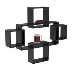 Настенная полка Art Mebel 241, ламинат, 110х110х15 см, черная