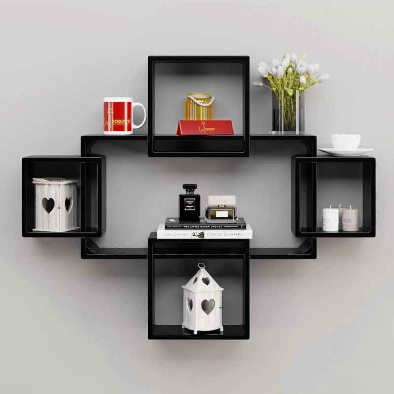 Настенная полка Art Mebel 241, ламинат, 110х110х15 см, черная