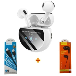 Беспроводные наушники Borofone bw87 white + гарнитура + кабель для зарядки
