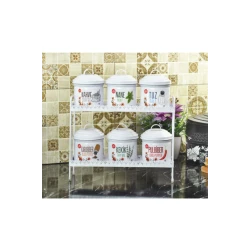 Ədviyyat saxlanılması üçün banka dəsti NH_AZATO, metal, ağ, 37x30/10x11 sm, 6 əd