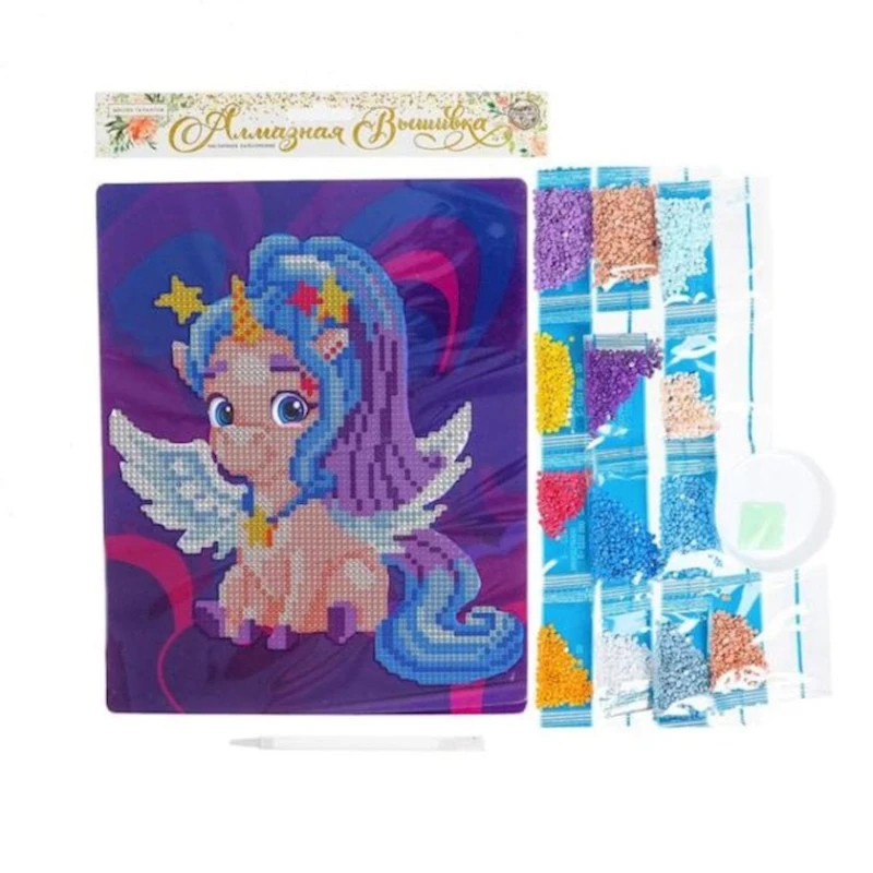 Алмазная мозаика Школа Талантов «Разноцветная единорожка» 20х25 см