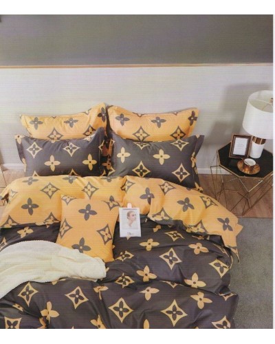 Yataq dəsti First Home ZZ-ZZ-0146, yorğan üzü 160х200 sm, yastıq üzü 50x70 sm, ikinəfərlik, satin, narıncı/qəhvəyi