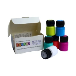 Набор акриловых красок по ткани Decola Trendy shades, 6 цветов, 20 мл Набор акриловых красок по ткани Decola Trendy shades, 6 цветов, 20 мл