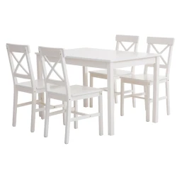 Обеденный набор JYSK Ejby, стол/4 стула, МДФ/массив сосны, белый, 75/41x118/48x73/87 см Обеденный набор JYSK Ejby, стол/4 стула, МДФ/массив сосны, белый, 75/41x118/48x73/87 см