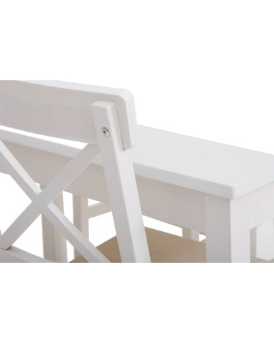 Yemək dəsti JYSK Ejby, masa/4 stul, MDF/şam ağacı massivi, ağ, 75/41x118/48x73/87 sm