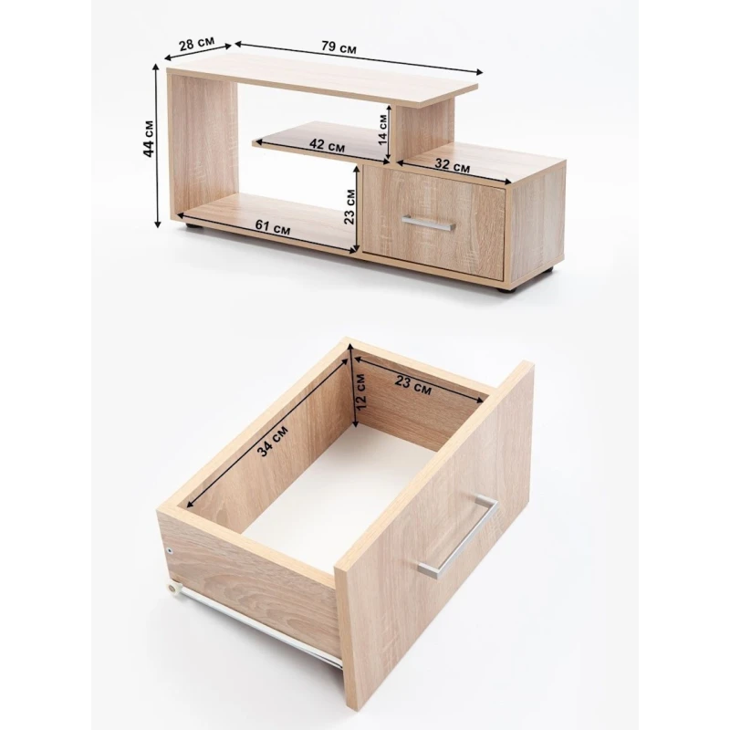 Тумба под ТВ ЛДСП, бежевая, 44x28x104 см Тумба под ТВ ЛДСП, бежевая, 44x28x104 см