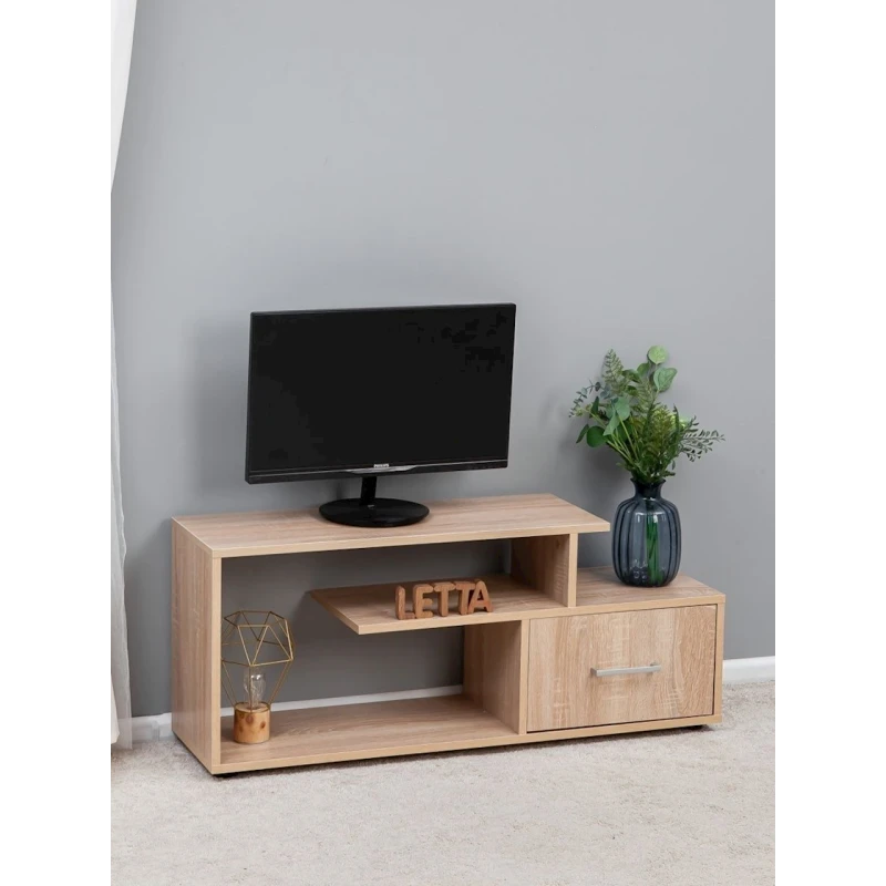 Тумба под ТВ ЛДСП, бежевая, 44x28x104 см Тумба под ТВ ЛДСП, бежевая, 44x28x104 см