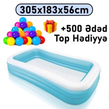 Şişmə hovuz Intex 305x183x56 sm, düzbucaq, həcm 1020 l, mavi-ağ - 1020TX58484T500