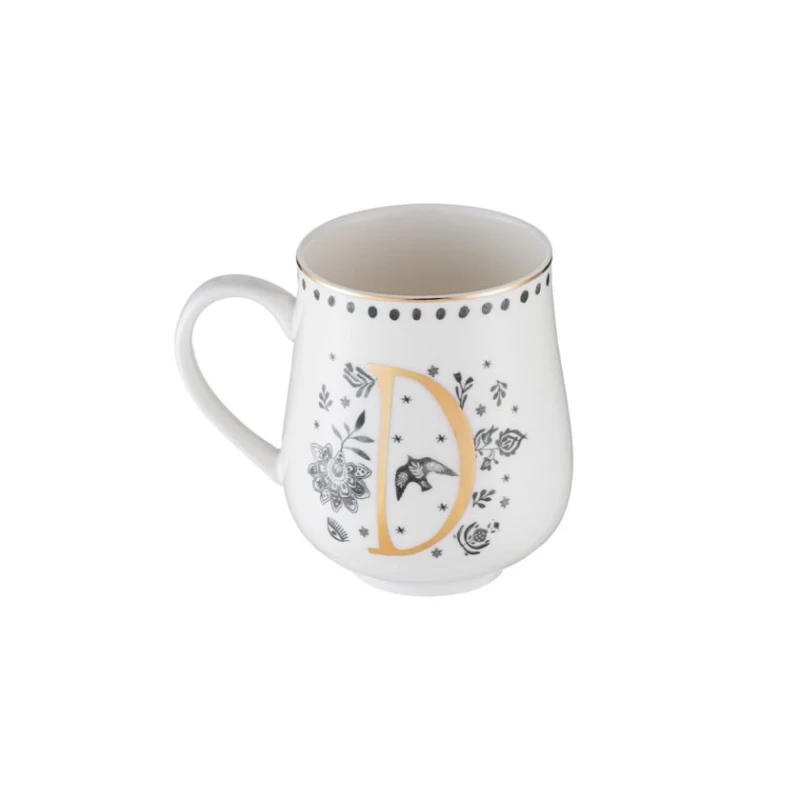 Чашка Emsan Artisan D Letter, фарфор, белая, 220 мл Чашка Emsan Artisan D Letter, фарфор, белая, 220 мл