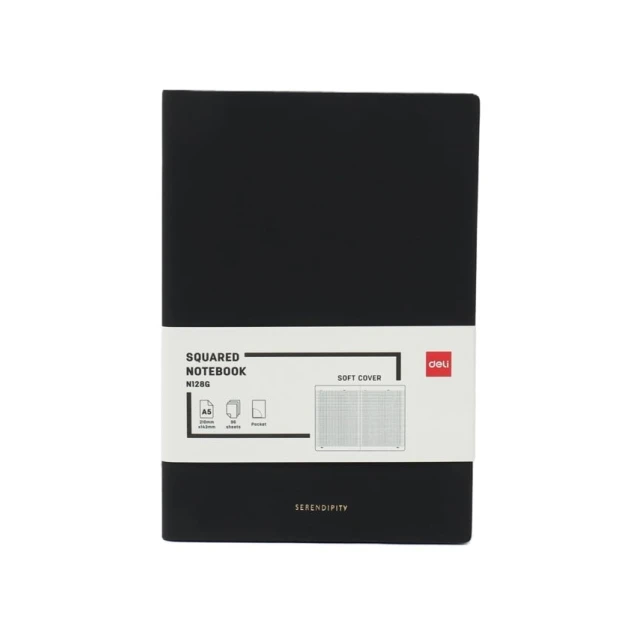 Блокнот Deli N128G, А5, 96 листов, черный Блокнот Deli N128G, А5, 96 листов, черный