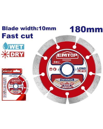 Almaz kəsmə diski Emtop EDDC011802, 180x10x22.2 mm