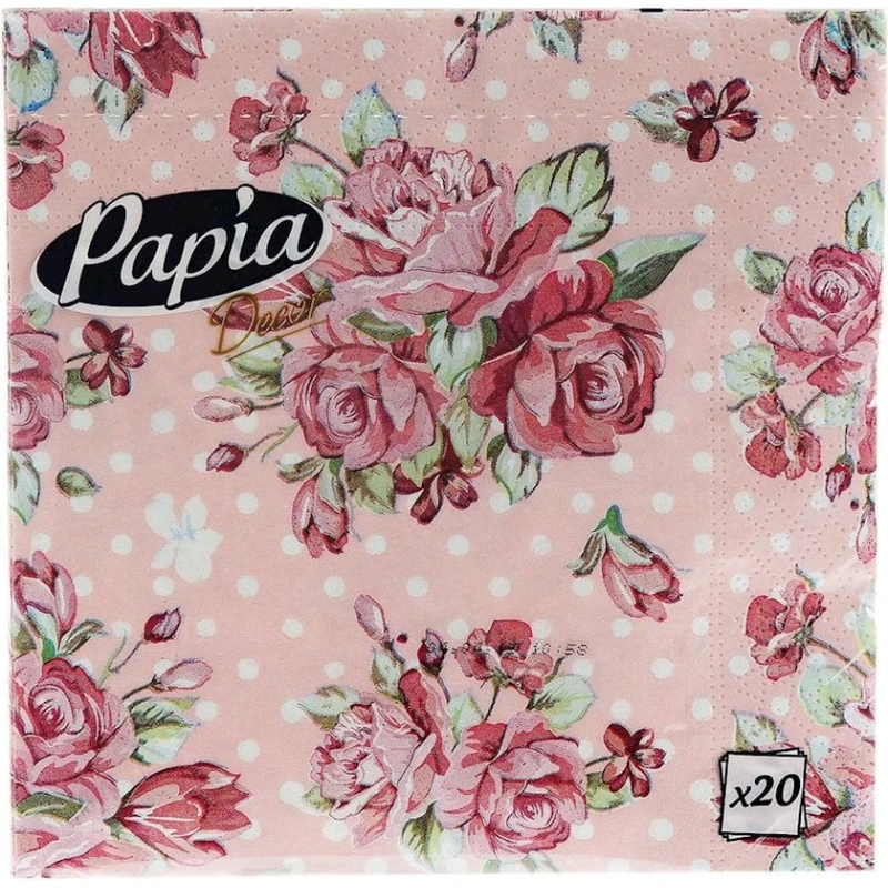 Салфетки бумажные Papia Decor 20 штук, разные цвета