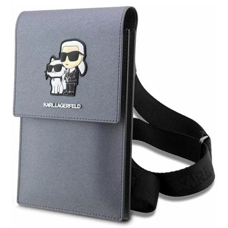 Чехол для телефона Karl Lagerfeld Saffiano с логотипом KC NFT-серый KLWBSAKCPMG
