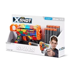 Blaster Zuru X-Shot Skins Menace Striper, 8 darts, 8+, rəngbərəng