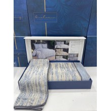 Dəst MiraNova Larin SF-682, şenil, ikinəfərlik, sarı/göy, örtük 240х260 sm, yastıq üzü 50х70 sm/2 əd