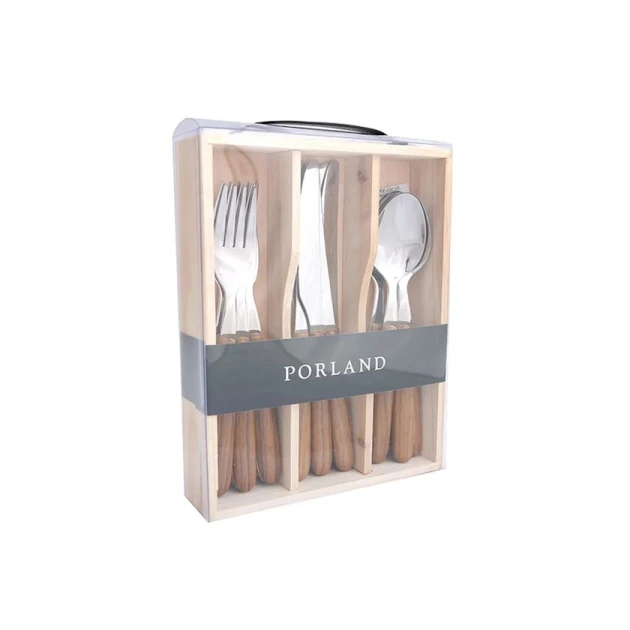 Набор столовых приборов Porland Acacia, мытье в посудомоечной машине, нержавеющая сталь, серебристый/коричневый, 25 см, на 6 персон, 18 предметов Набор столовых приборов Porland Acacia, мытье в посудомоечной машине, нержавеющая сталь, серебристый/коричневый, 25 см, на 6 персон, 18 предметов