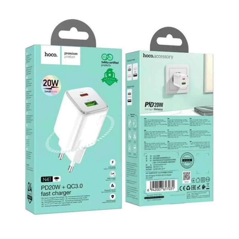 Сетевое зарядное устройство Hoco N41 20W White Сетевое зарядное устройство Hoco N41 20W White