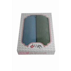 Полотенце для лица Owom Jakarlı 50x90 см, 2 шт, голубое/зеленое