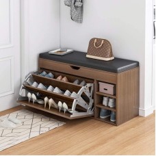 Ayaqqabı üçün tumba ev_12116110, laminat, qara/qəhvəyi, 100x34x59 sm