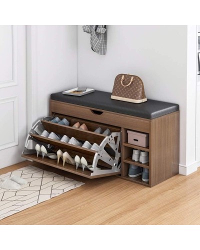 Ayaqqabı üçün tumba ev_12116110, laminat, qara/qəhvəyi, 100x34x59 sm