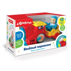 Интерактивная игрушка Азбукварик 2584A Музыкальная игрушка. Веселый паровозик, красный, 3+ лет