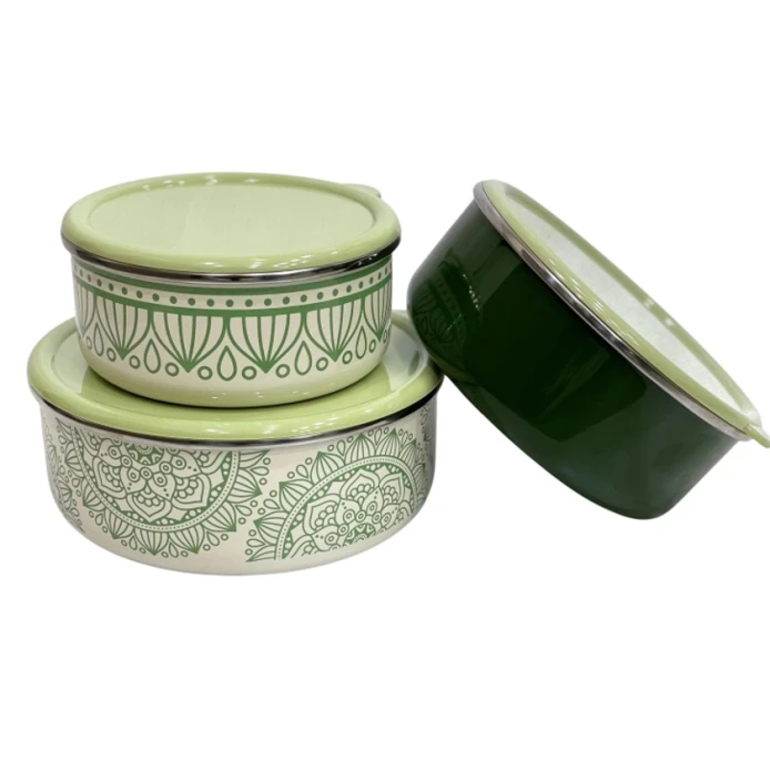 Konteyner dəsti Emaye SHA-00004772, mina, rəngbərəng, 16/18/20 sm Konteyner dəsti Emaye SHA-00004772, mina, rəngbərəng, 16/18/20 sm