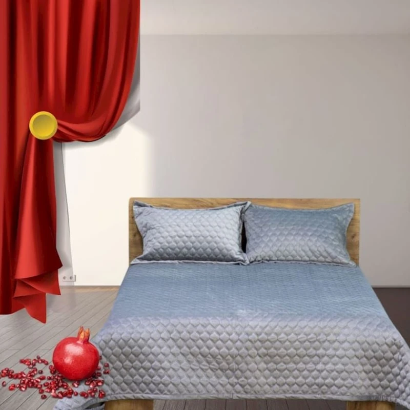 Набор с наволочками Narlı 000828, покрывало 230x250 см, наволочки 2 шт x 50х70 см, двуспальный, серый