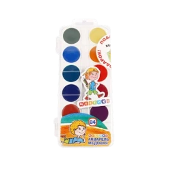 Набор медовой акварели Цветик 24 цвета 12 стандартных цвета, 6 перламутровых цвета,6 флуорисцентных цвета (2742190)