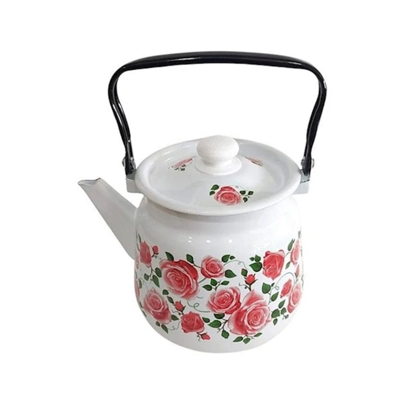 Чайник для кипячения воды СтальЭмаль Розы, 3500 мл, эмалированная сталь, белый Чайник для кипячения воды СтальЭмаль Розы, 3500 мл, эмалированная сталь, белый