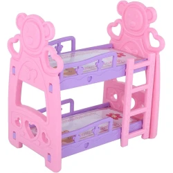 Kuklalar üçün ikimərtəbəli çarpayı, plastik, çəhrayı/bənövşəyi, 24x39.5x41 sm